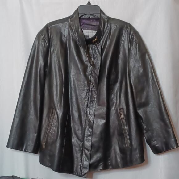 ANDREW MARC New York Women's Black Genuine Leather Jacket. 2X - Picture 1 of 16